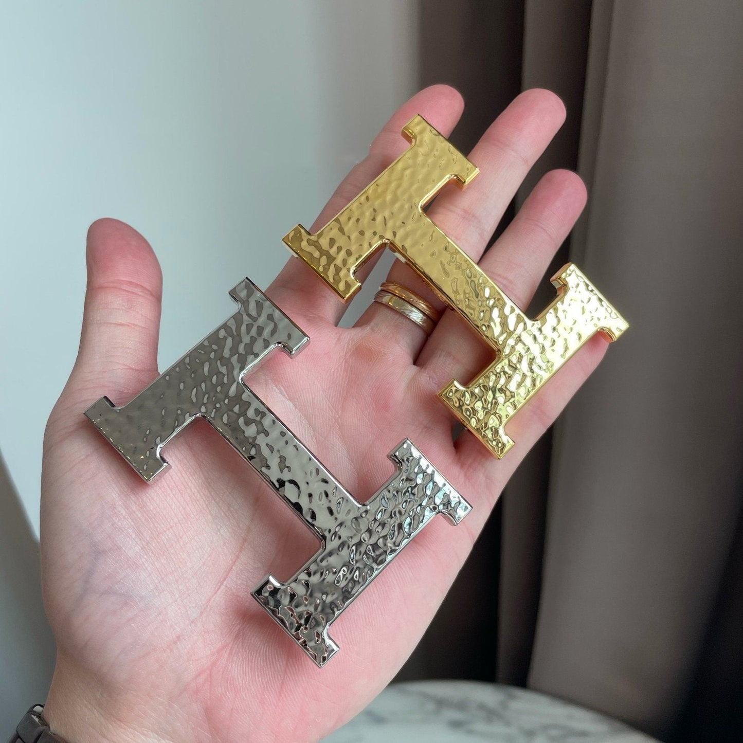 H MARTELEE BELT 38MM BLACK GOLD LEATHER