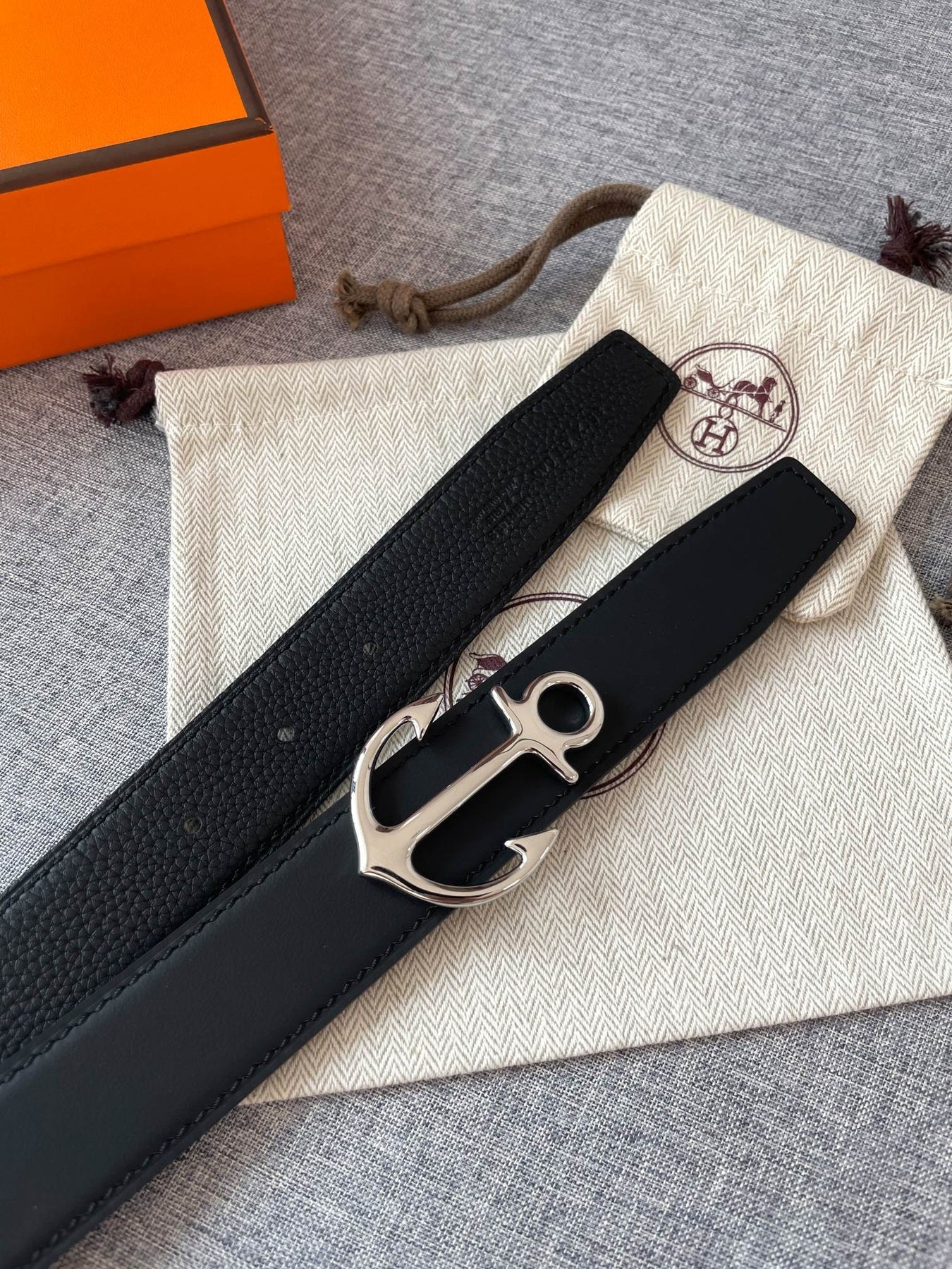 H CARGO BELT 32MM BLACK LEATHER