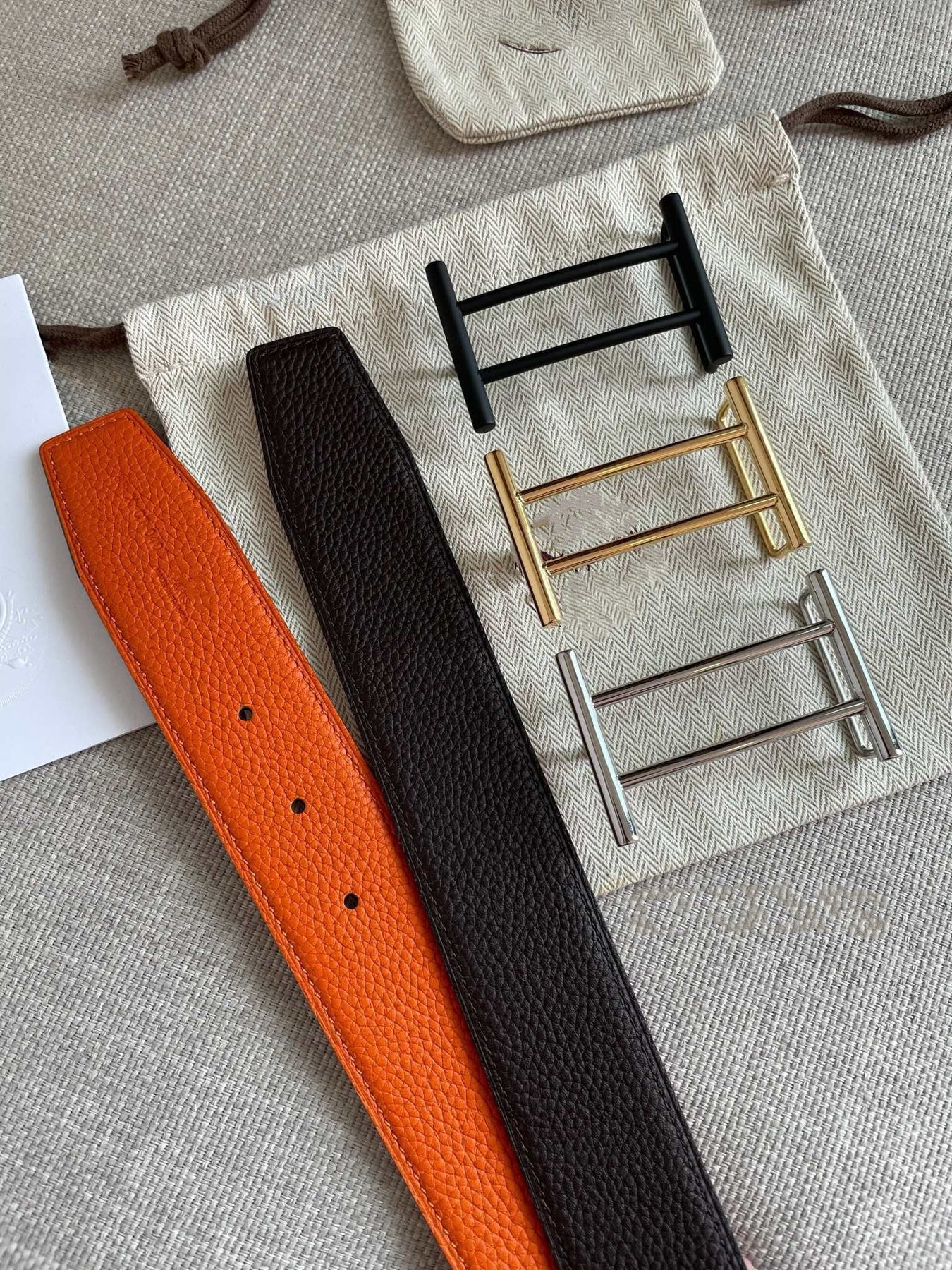 H FACE RIVERSIBLE SKIN TWO SIDES ORANGE BROWN 3.8CM