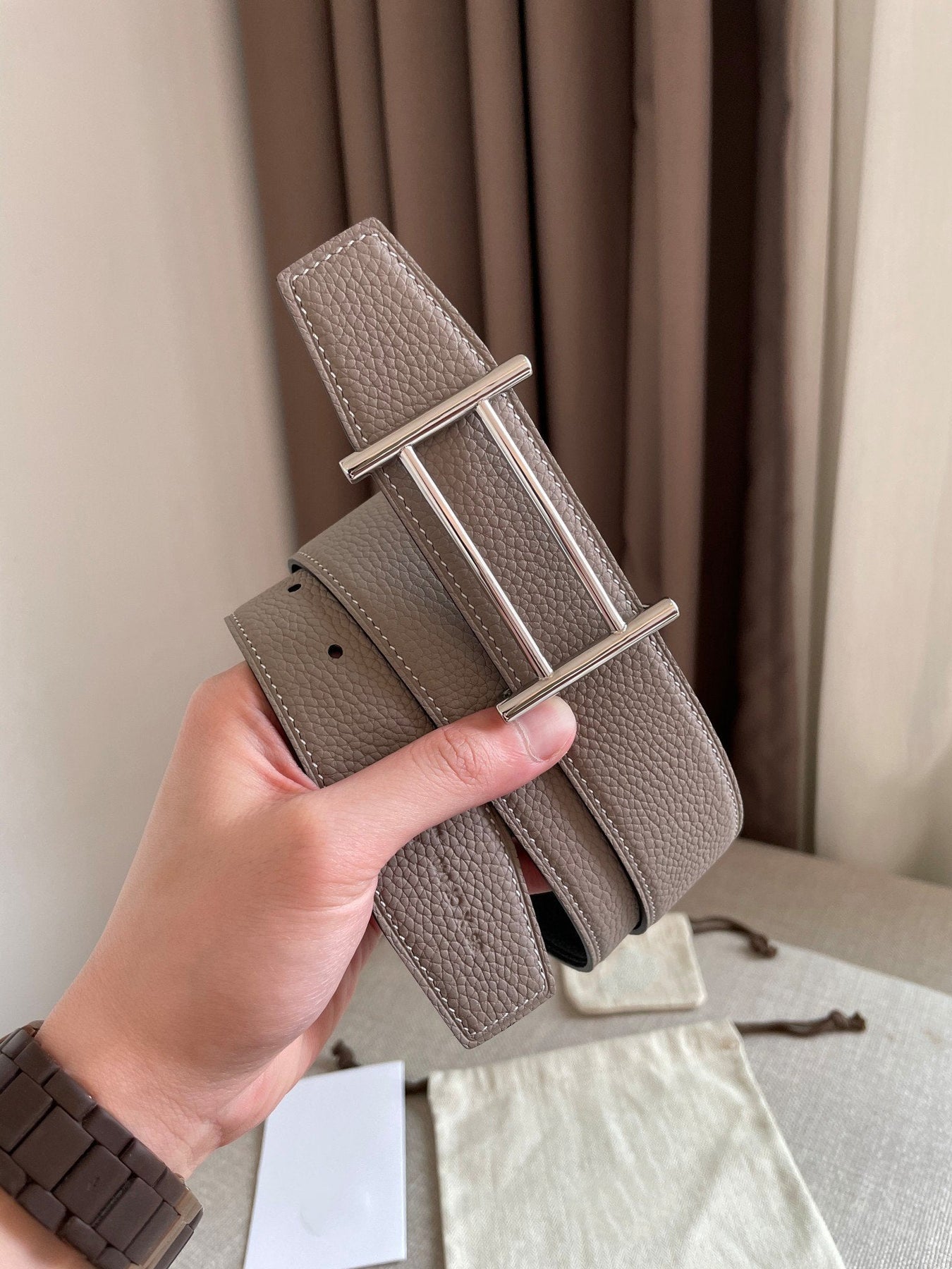 H FACE SILVER RIVERSIBLE SKIN TWO SIDES GREY BLACK 3.8CM