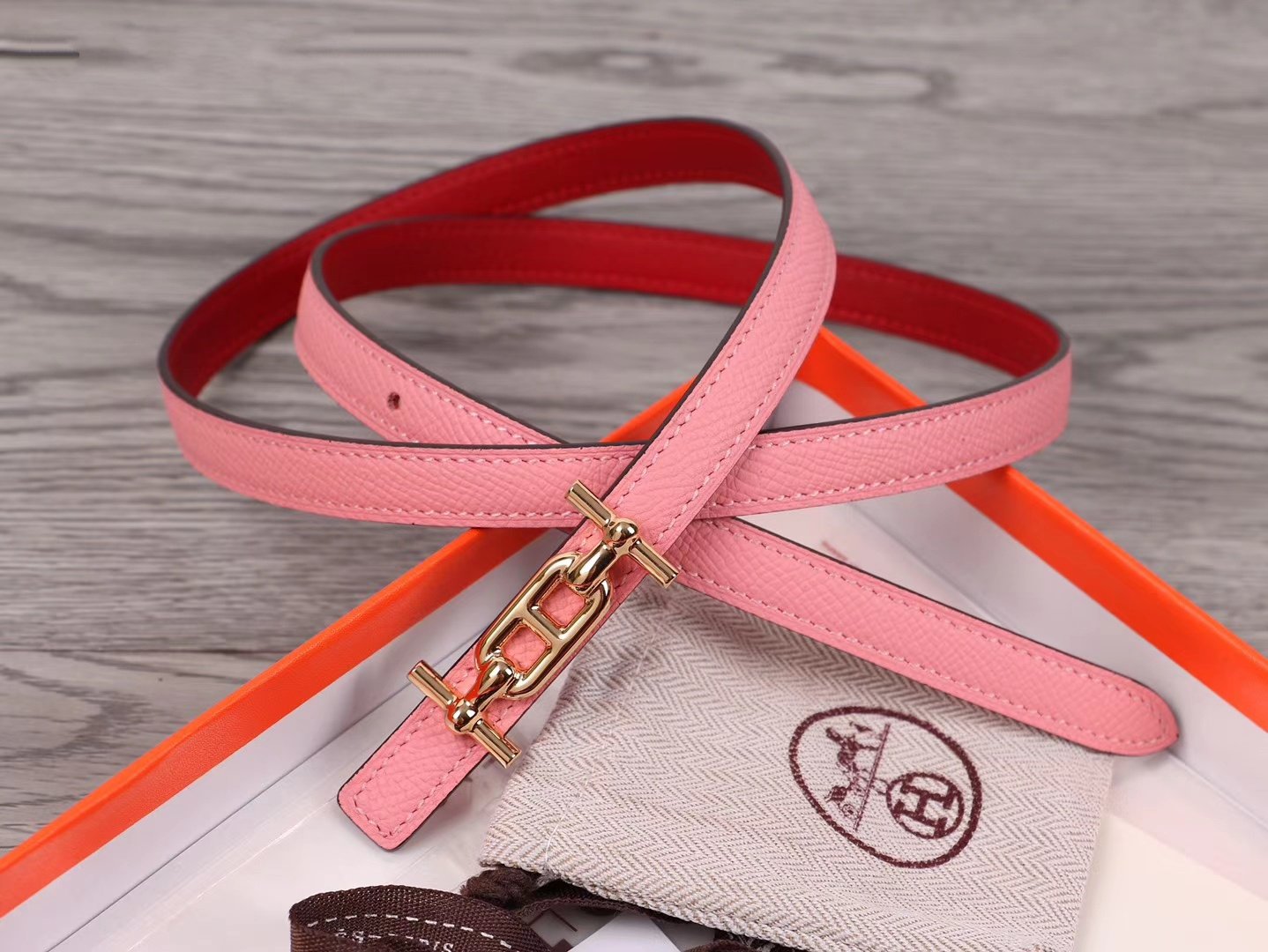 H BELT GOLD BUCKLE IMPORTED FROM ITALY LEATHER 13MM