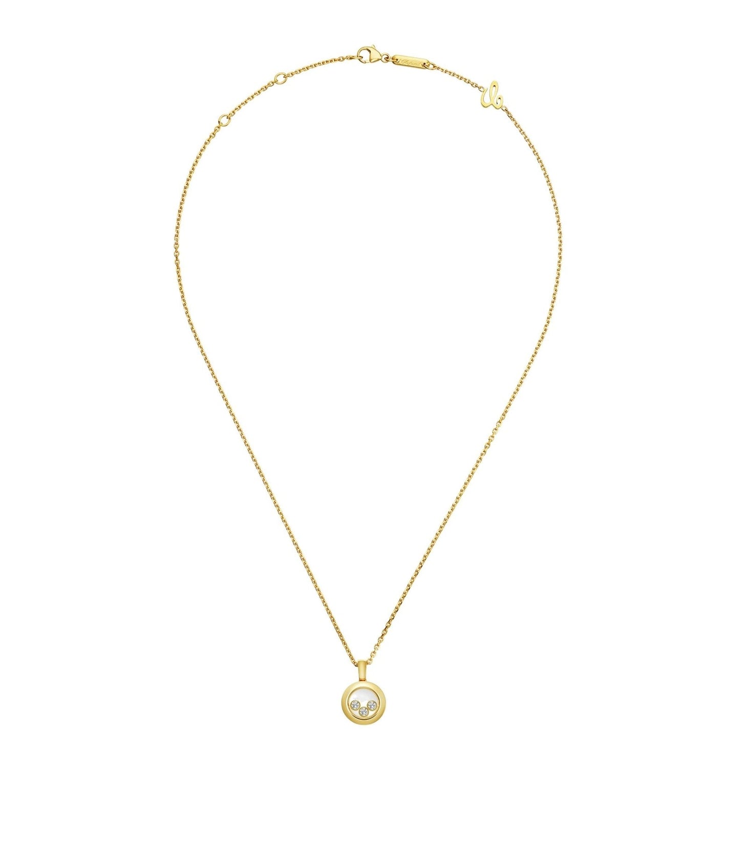 HAPPY PEDANT GOLD 3 DIAMOND NECKLACE