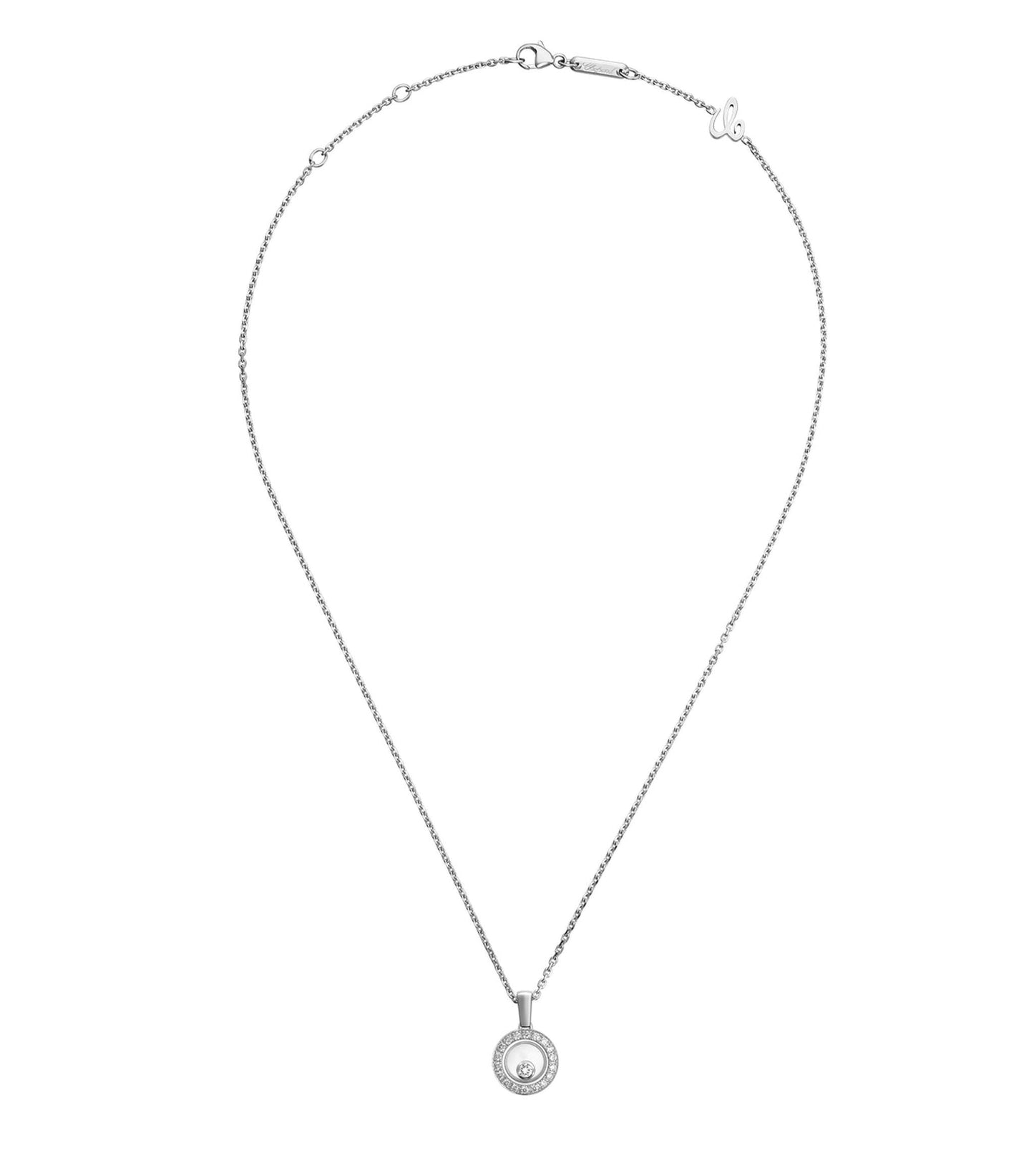 HAPPY PEDANT SILVER DIAMOND NECKLACE