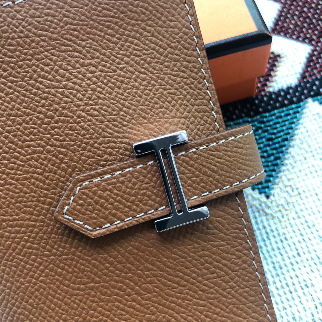 BEARN COMPACT WALLET 12 IN BRONZE BROWN EPSOM LEATHER