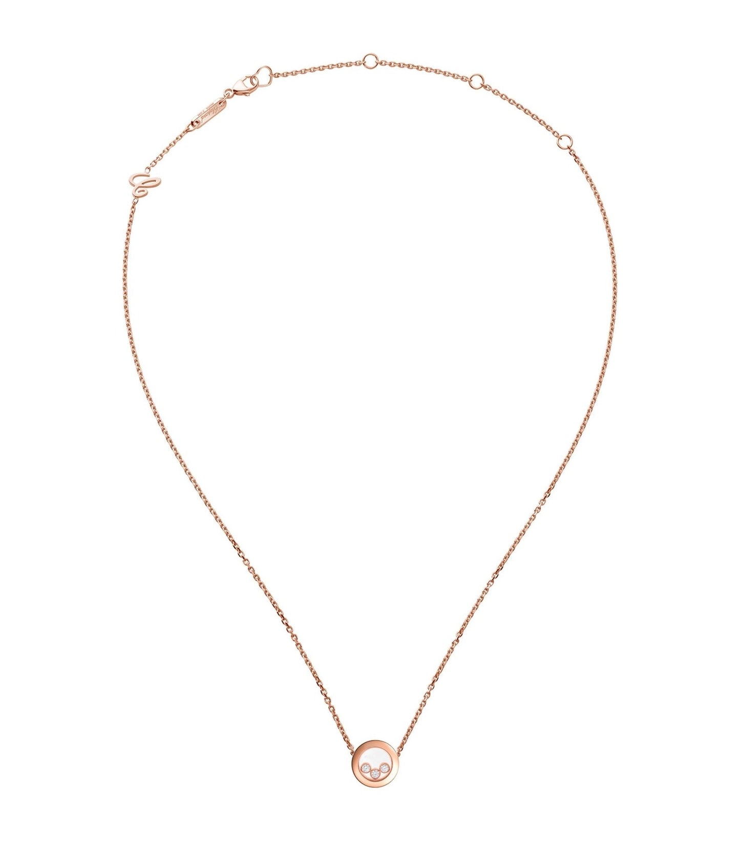 HAPPY PEDANT PINK GOLD 3 DIAMOND NECKLACE