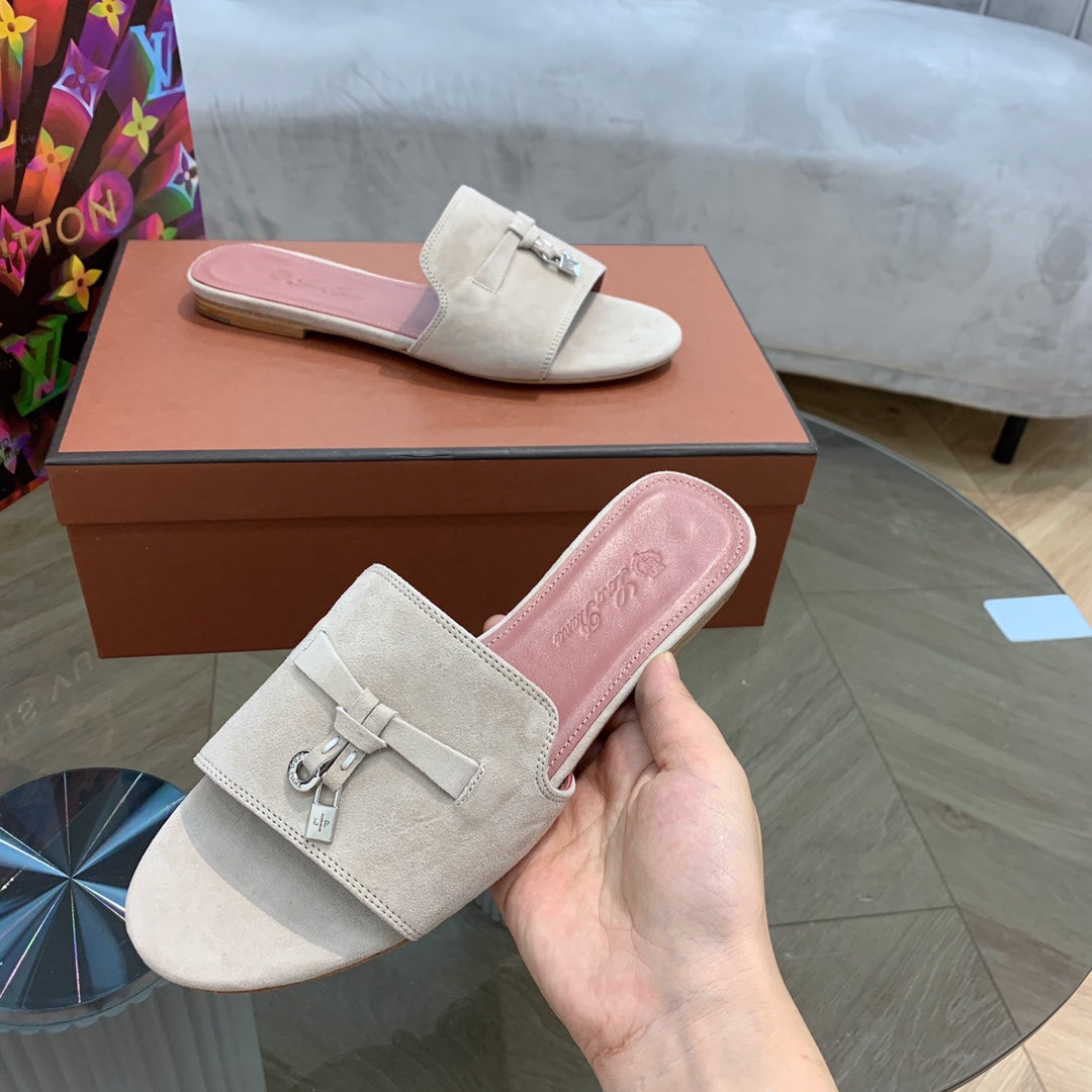 LP SUMMER CHARMS SANDALS LIGHT GRAY AND PINK SUEDE