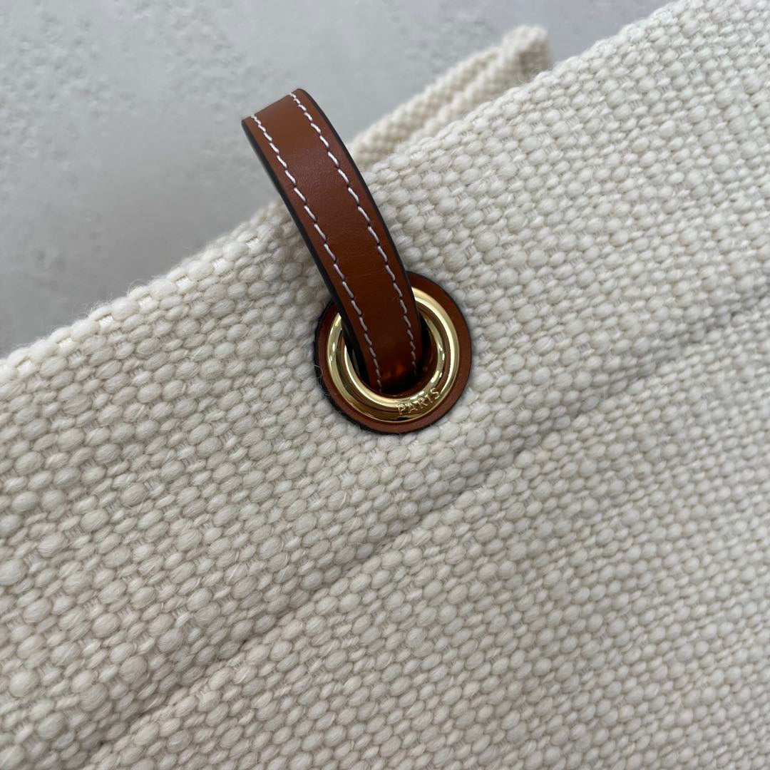 CANVAS TOTE 43 WHITE/NAVY BLUE DENIM