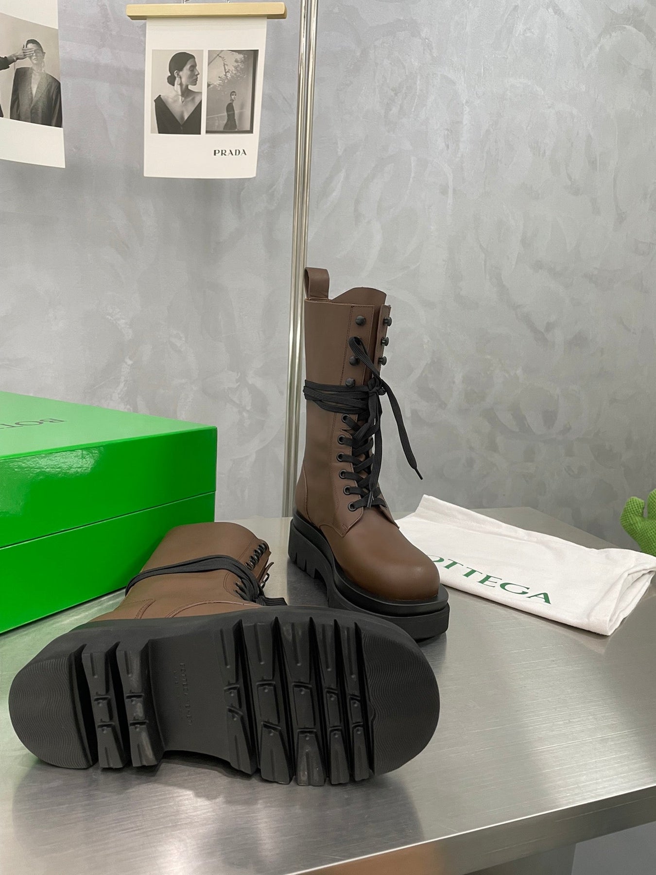 LUG LACE-UP BOOT IN CHOCOLATE BROWN CALFSKIN 7 CM