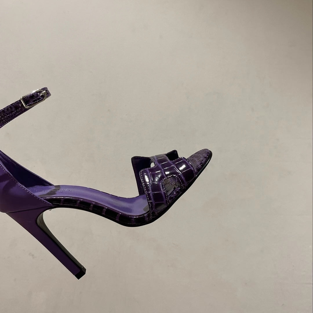 PREMIERE 105 SANDAL IN VIOLET PURPLE CROCODILE LEATHER