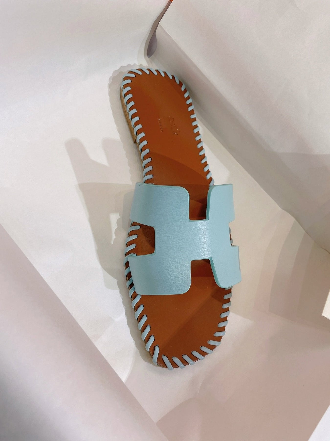 0RAN SANDAL Braided Calfskin BLUE SKY