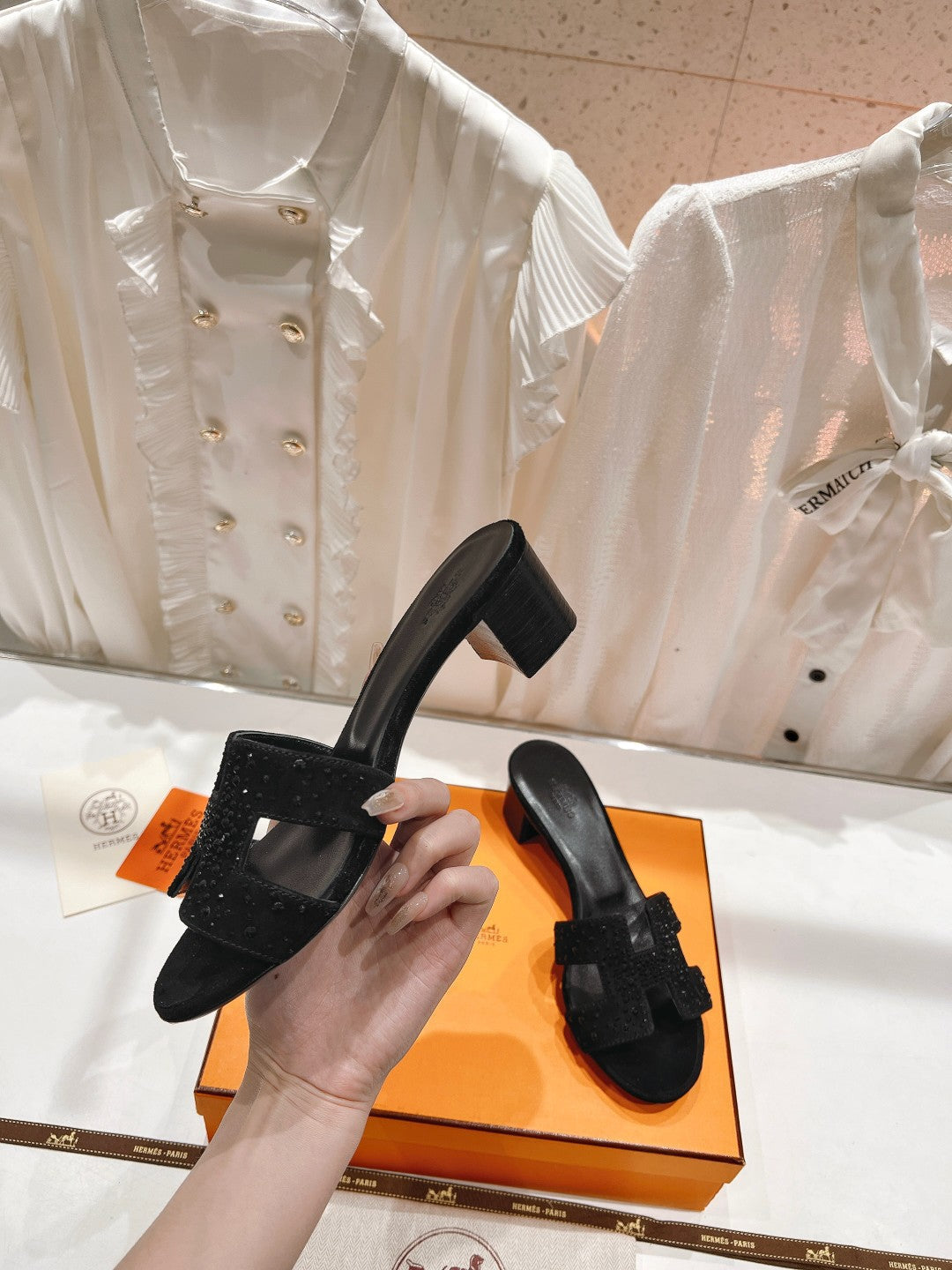 0ASIS SANDALS LAMBSKIN ATTACH CRYSTAL-BLACK