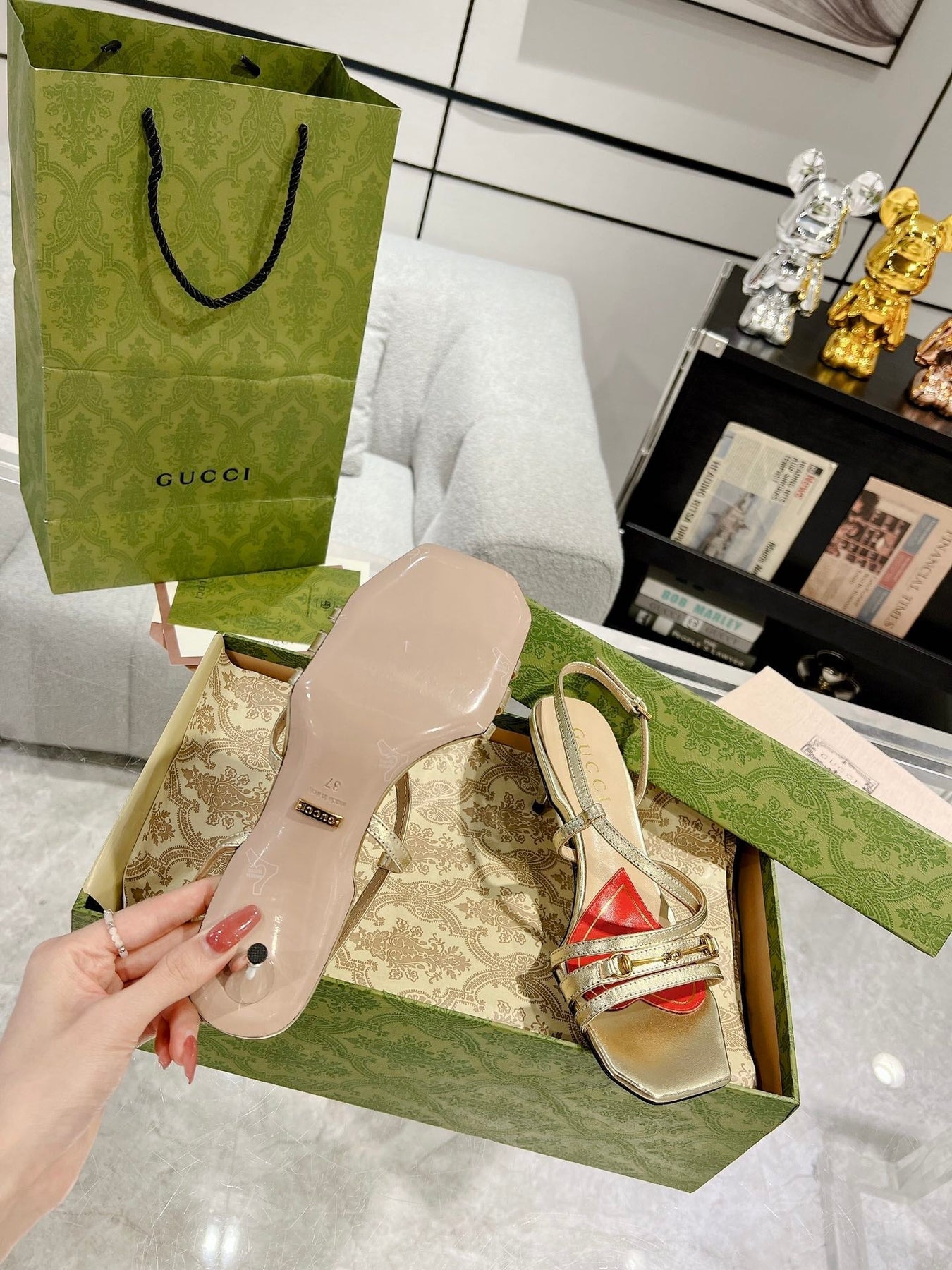 HIGH HEEL 65MM IN LIGHT GOLD CALFSKIN WITH RED HEART