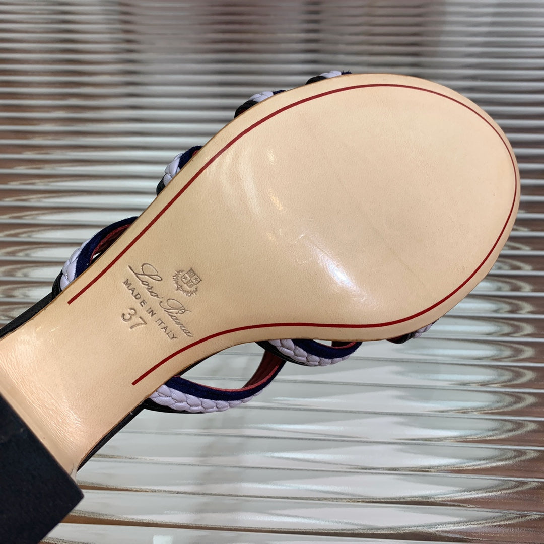 LP SPRIGHTLY CHARMS MID-SANDAL WHITE AND BLACK CALFSKIN