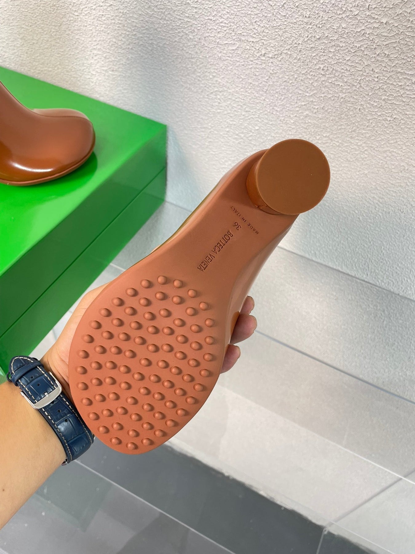 ATOMIC ANKLE BOOT IN BRONZE BROWN CALFSKIN 75 MM