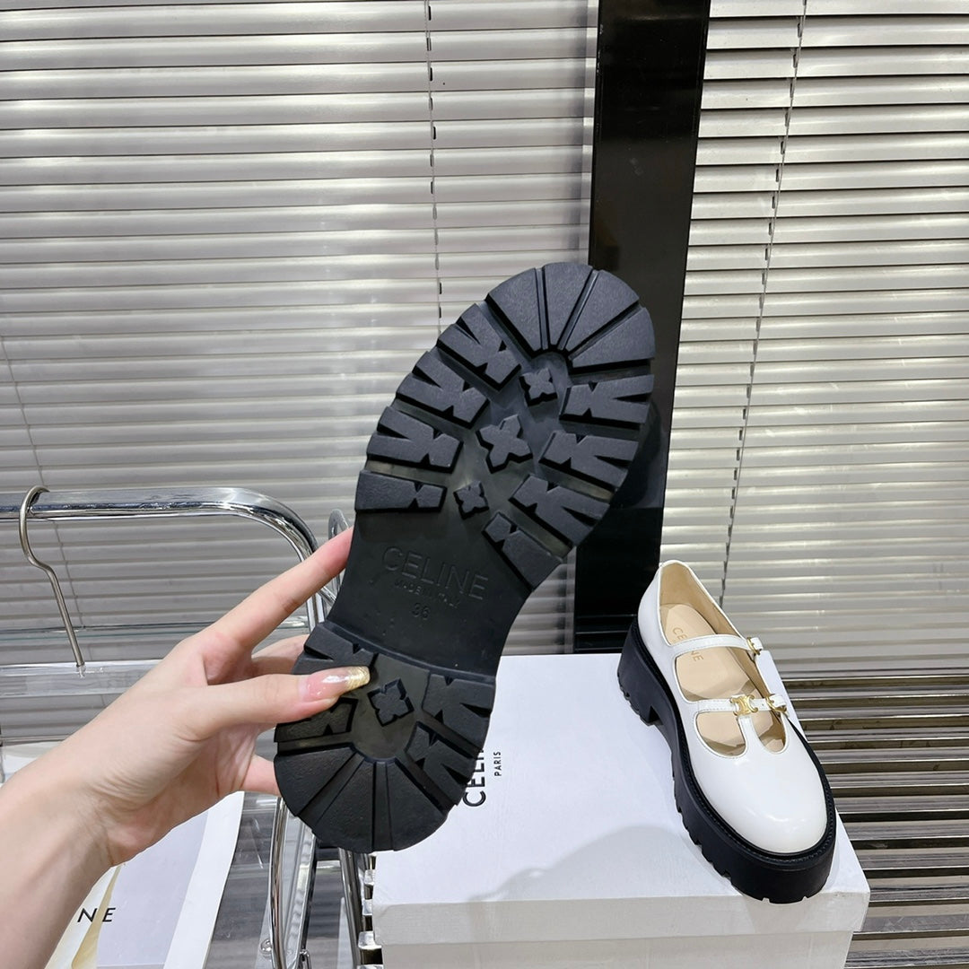 HIGH FLAT SANDALS WITH DOUBLE STRAP-DESIGN LEATHER WHITE