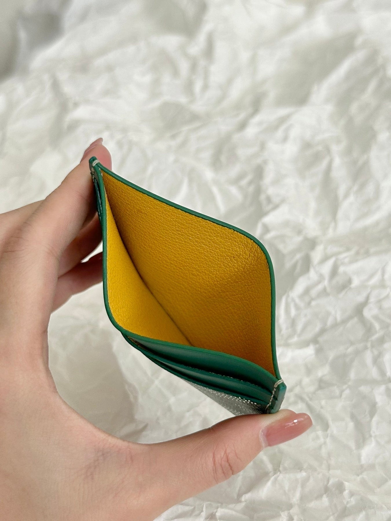 SAINT-SULPICE CARD WALLET 10 IN GREEN GOYARDINE CANVAS AND CALFSKIN