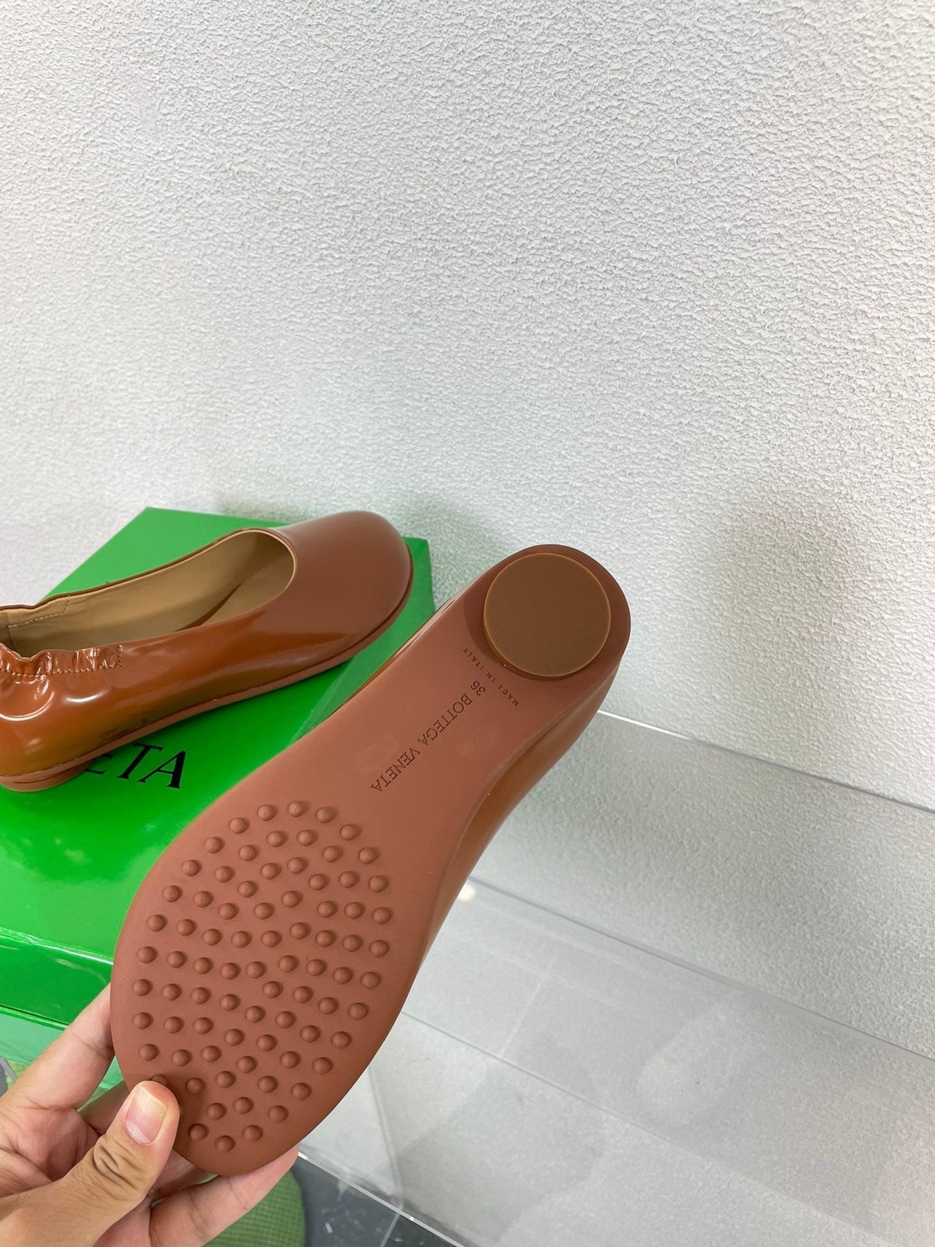 ATOMIC BALLERINA FLAT IN BRONZE BROWN CALFSKIN