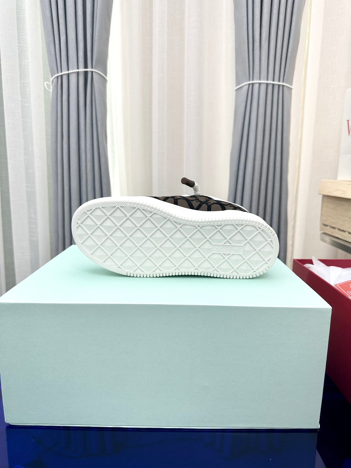 One Stud Xl Low-Top Sneaker Brown Black White Nappa Leather And Toile Iconographe Fabric