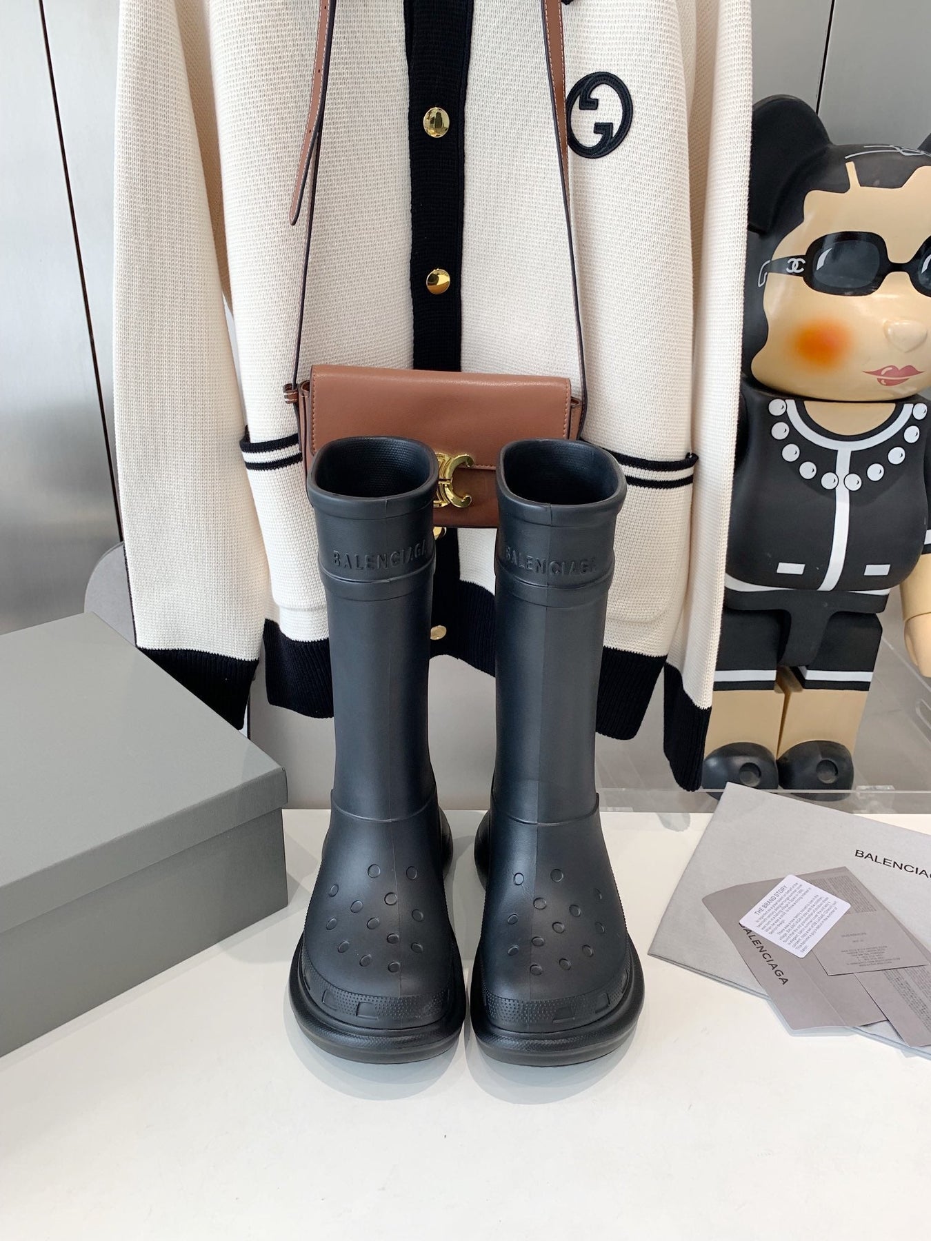 CROCS BOOTS IN BLACK RUBBER