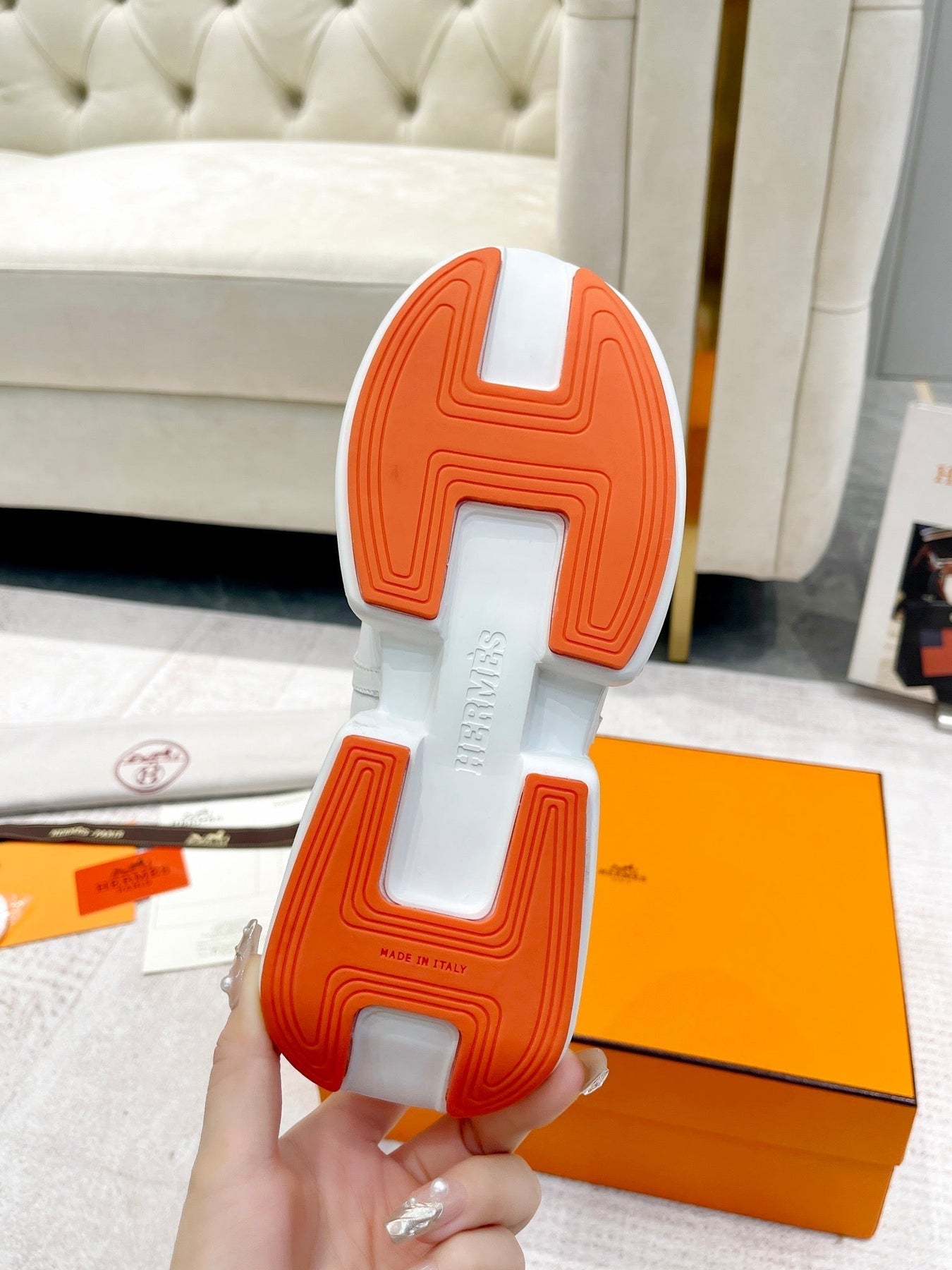 GIGA SNEAKER IN WHITE STITCHED MESH AND CALFSKIN