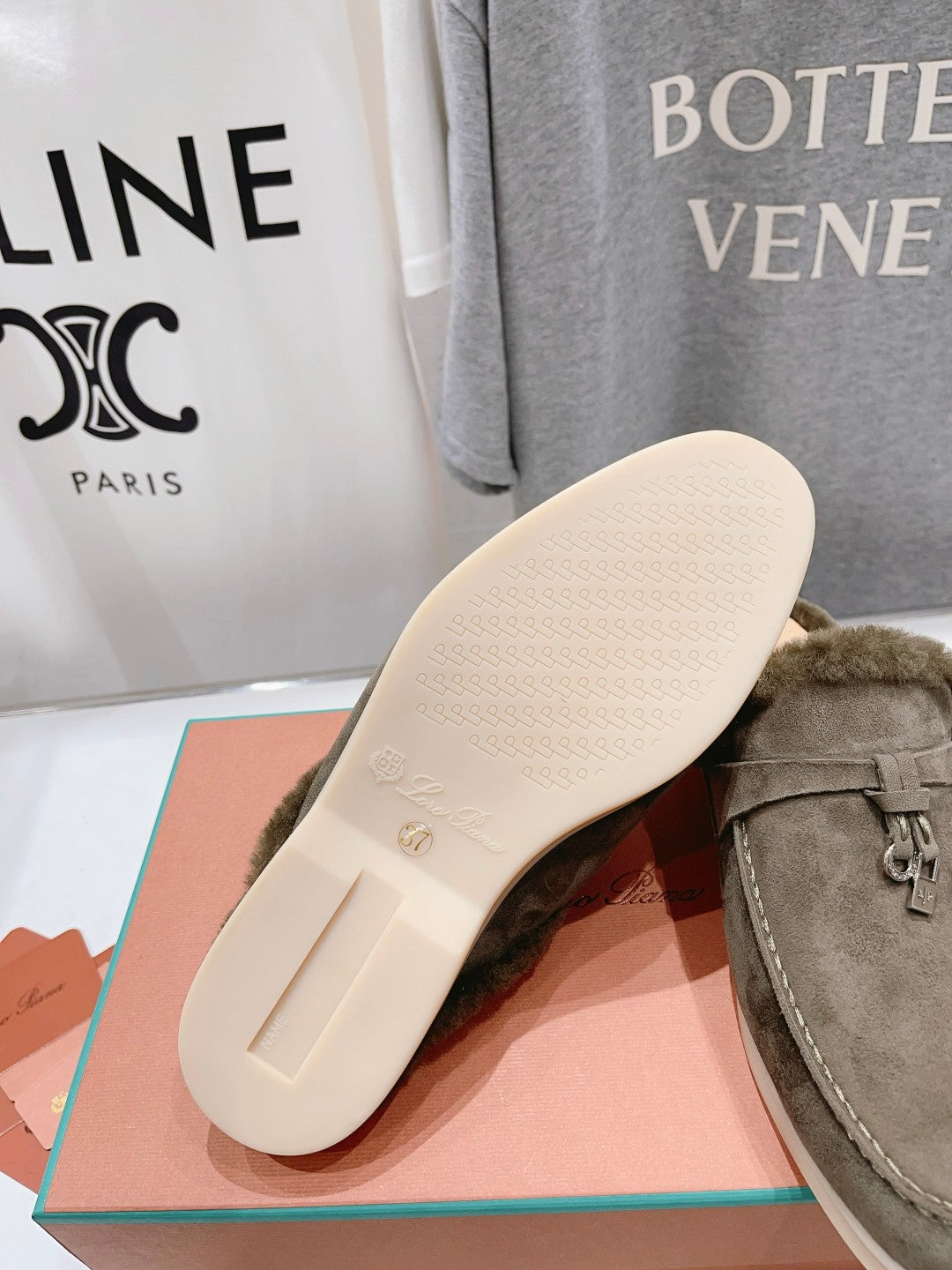 LP CHARMS WALK BABOUCHE LOAFERS ASH BROWN FLEECE