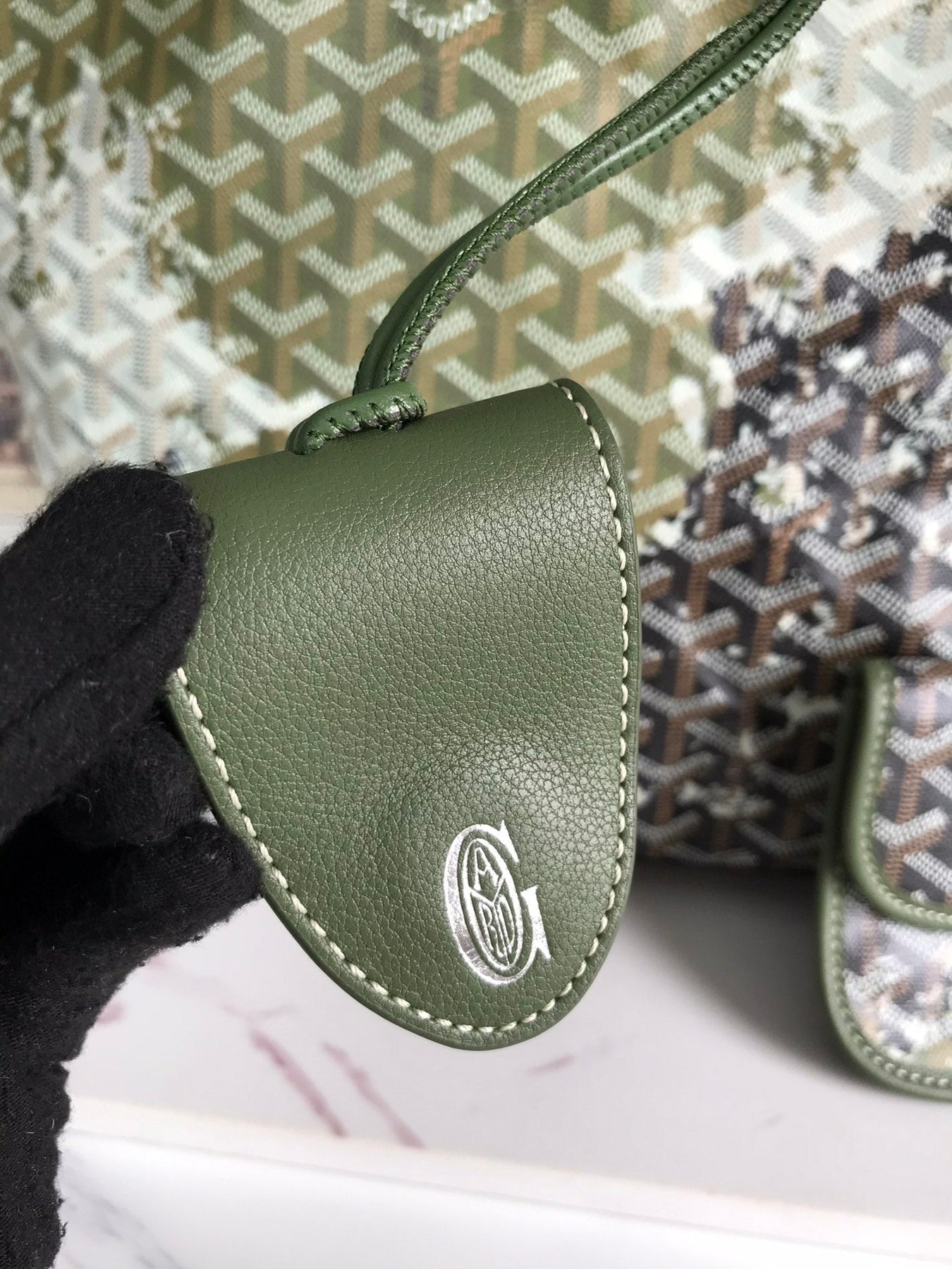 SAINT LOUIS PM BAG 34 IN GREEN MIX BLACK GOYARDINE CANVAS