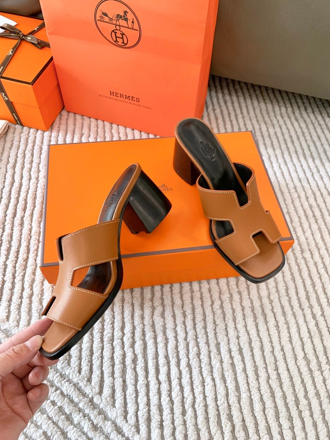 HELIA 60 SANDAL IN BRONZE BROWN CALFSKIN