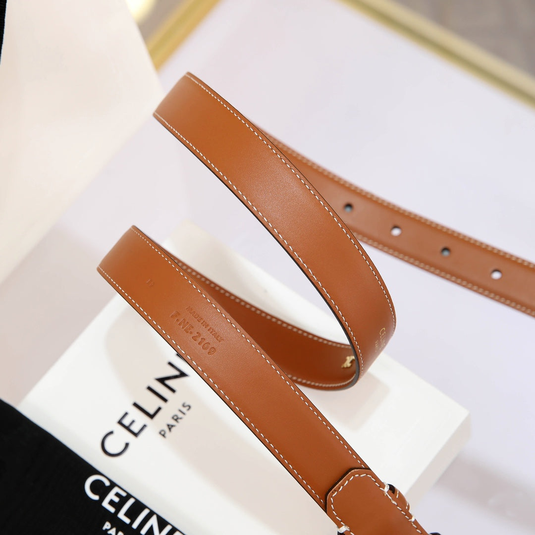 CL MEDIUM 25 MM MARCO BELT WITH STRASS IN BRONZE BROWN CALFSKIN GOLD HARDWARE