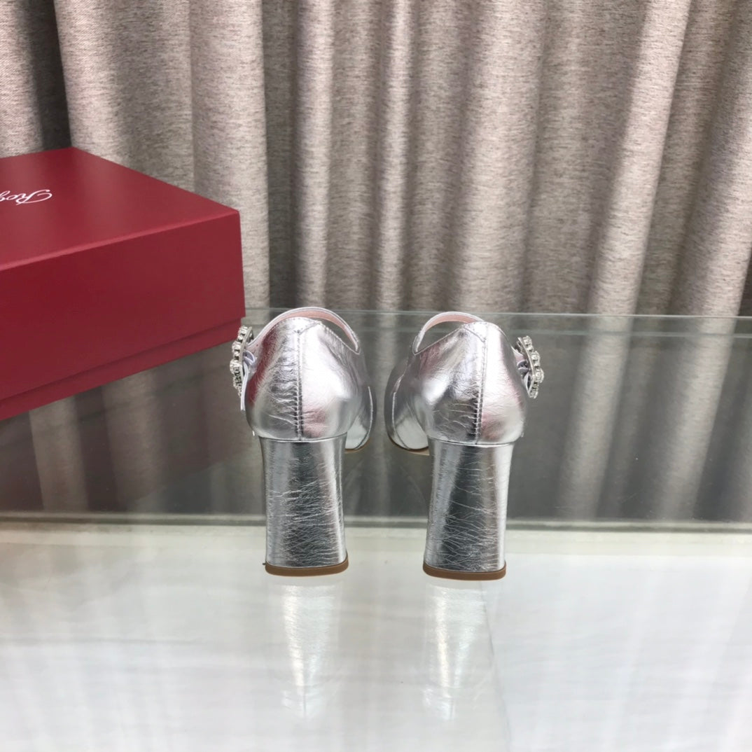 LP ROGER VIVIER SANDAL SILVER LEATHER