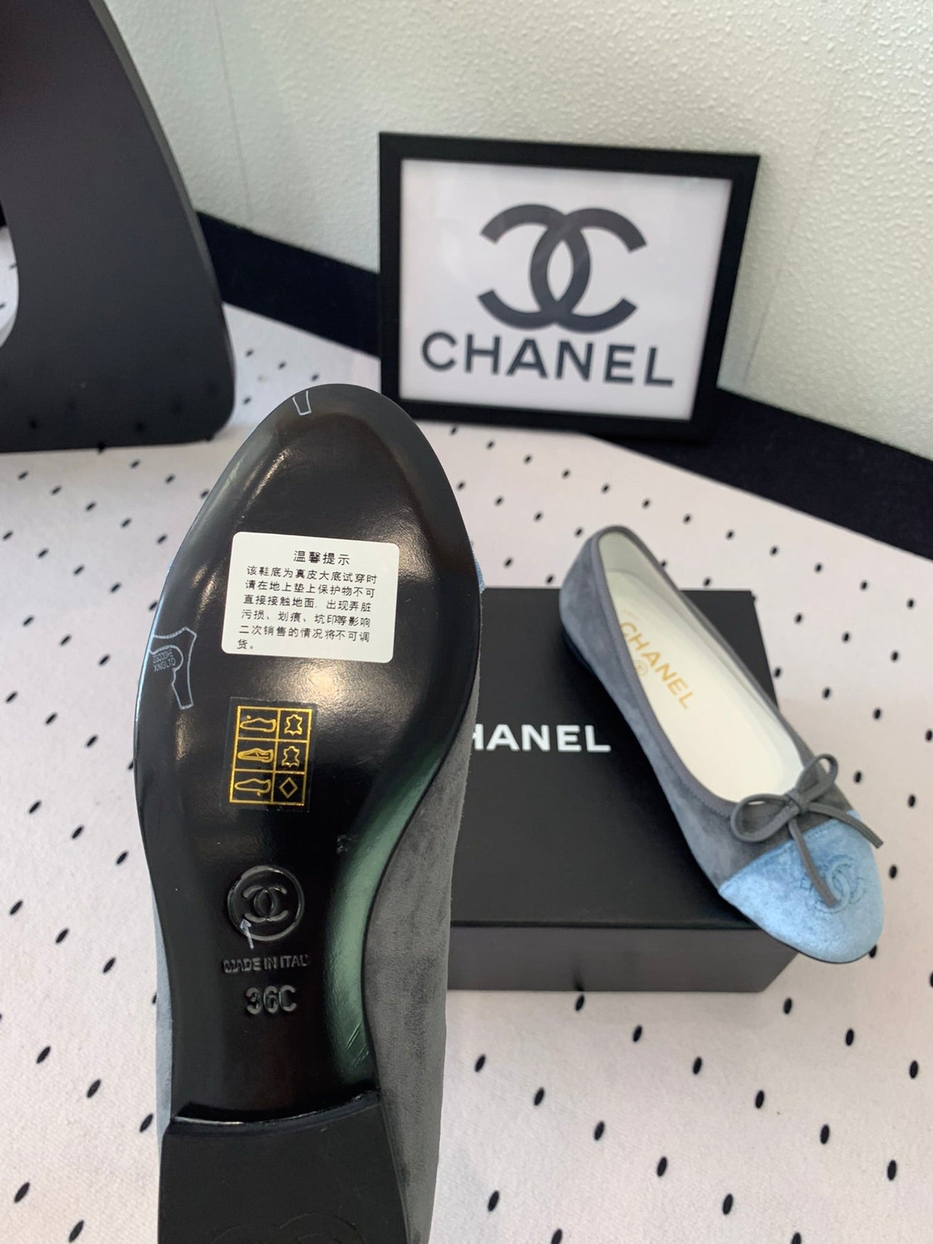 BALLET FLAT GREY MIX LIGHT BLUE VELVET