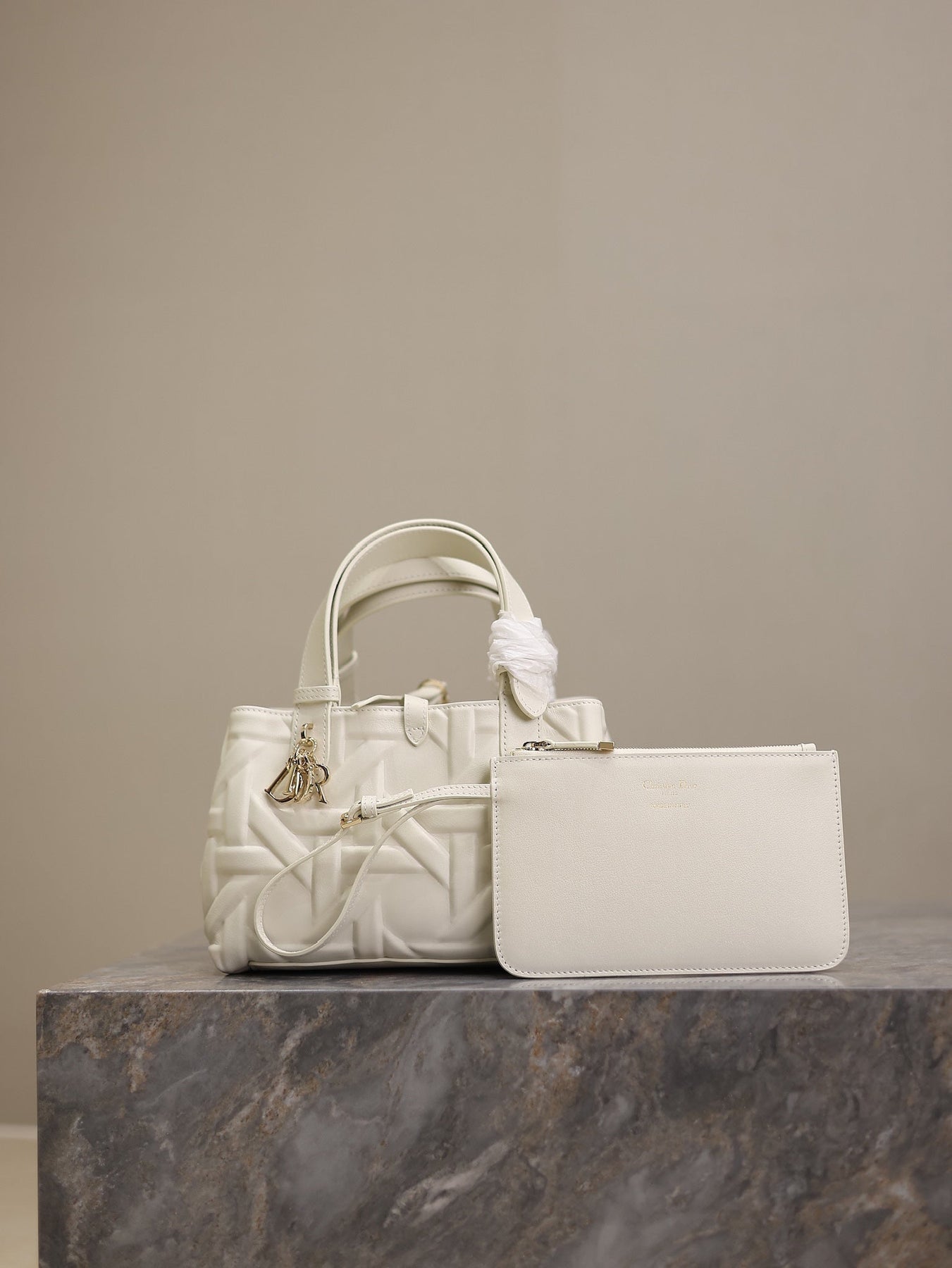 MINI TOUJOURS BAG 23 IN WHITE CANNAGE GRAPHIC CALFSKIN