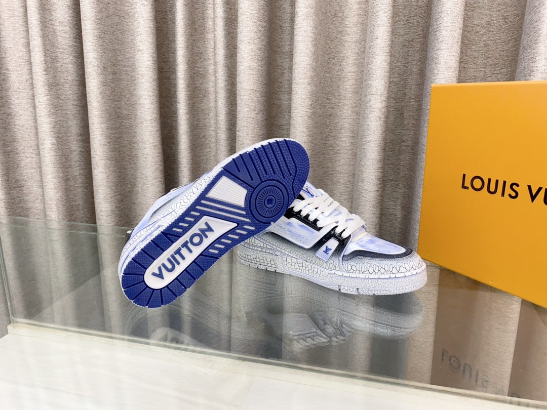 LV TRAINER SNEAKERS IN LIGHT BLUE OMBRE MIX COLORFUL CALFSKIN
