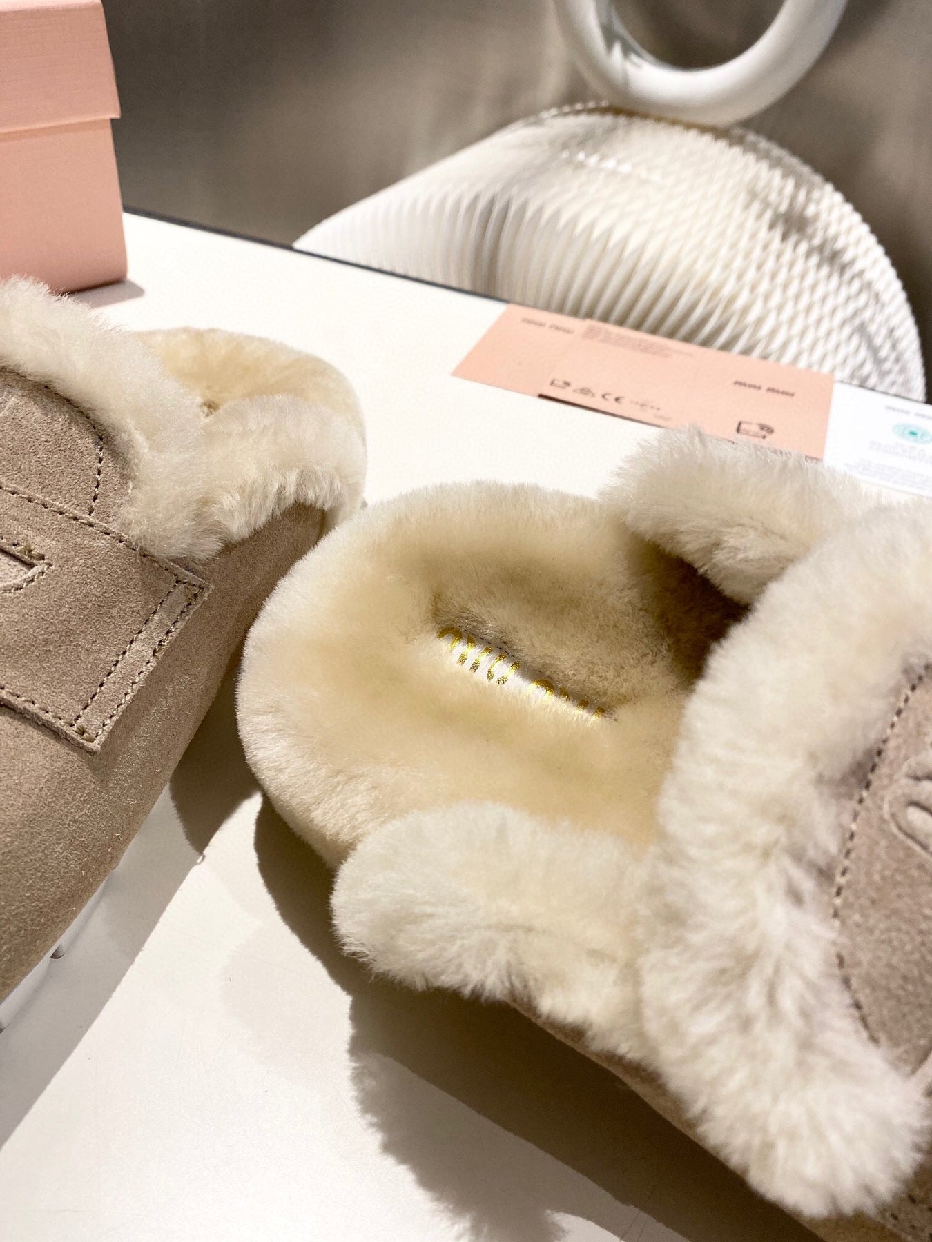 MULES SLIPPERS SHEEPWOOL SUEDE GREY