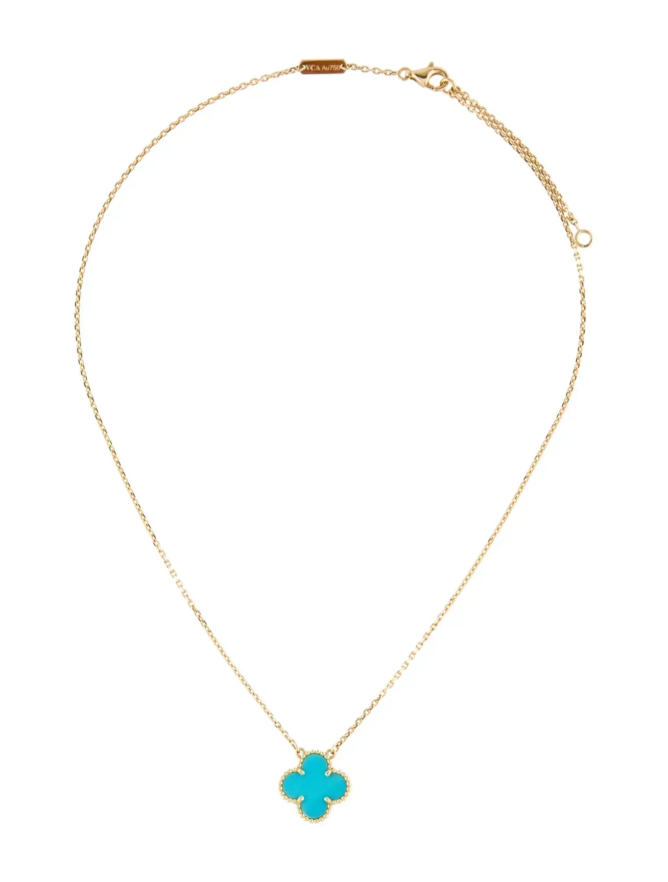 CLOVER MEDIUM TURQUOISE GOLD NECKLACE