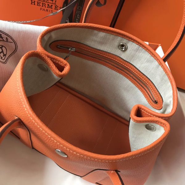 HERM Garden Party 30 Bag In Orange Taurillon Leather