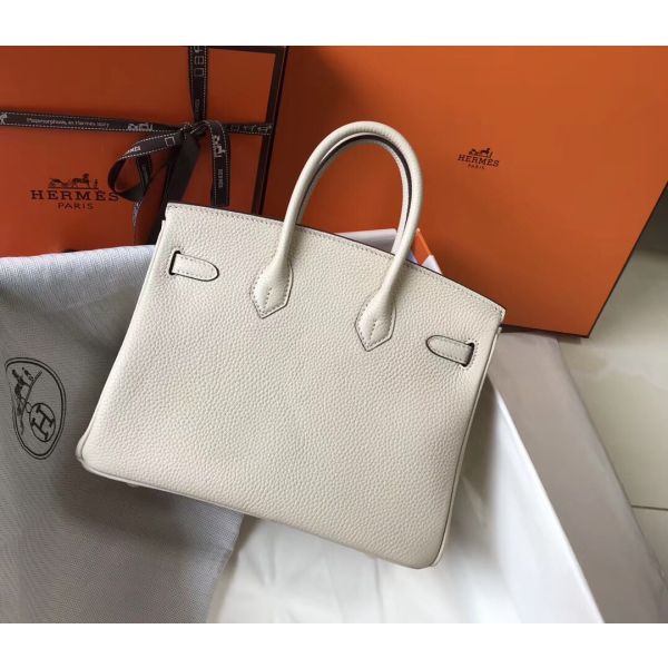 HERM Birkin 25cm Bag In Beton Clemence Leather GHW