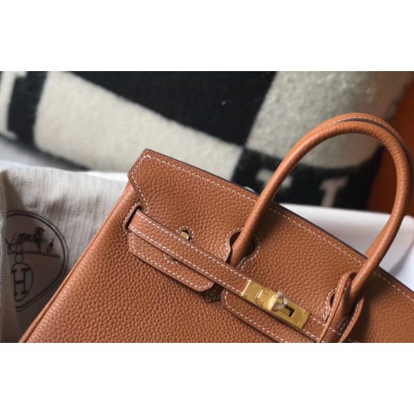 HERM Birkin 25cm Bag In Gold Clemence Leather GHW