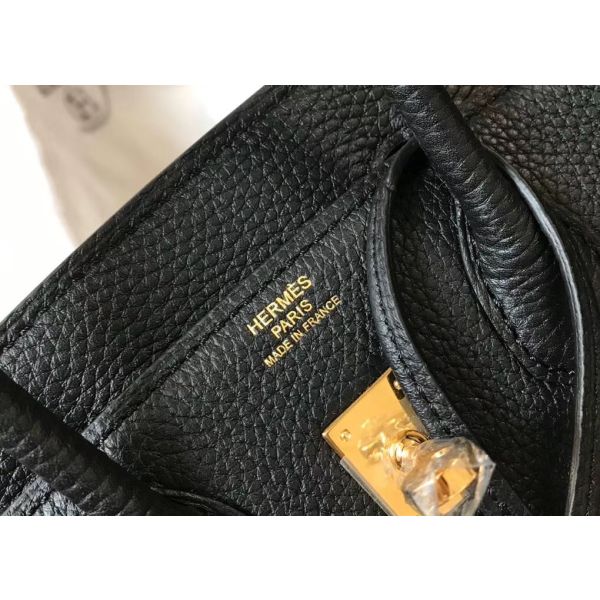 HERM Birkin 25cm Bag In Black Clemence Leather GHW