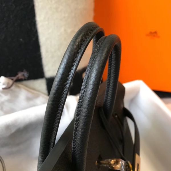 HERM Birkin 25cm Bag In Black Clemence Leather GHW