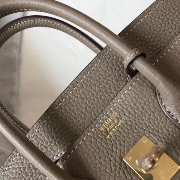 HERM Birkin 25cm Bag In Tourterelle Clemence Leather GHW