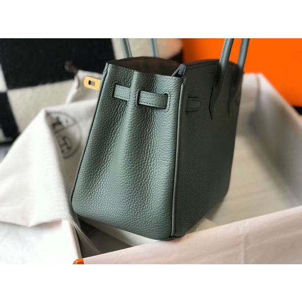 HERM Birkin 25cm Bag In Vert Amande Clemence Leather GHW