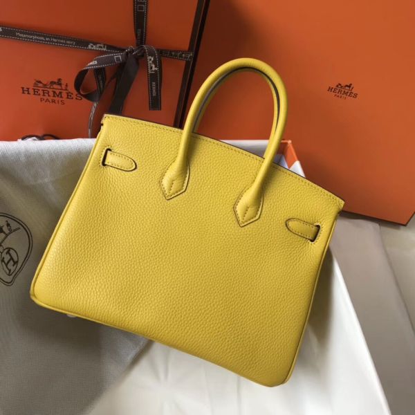 HERM Birkin 25cm Bag In Yellow Clemence Leather GHW
