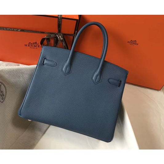 HERM Blue Agate Clemence Birkin 30cm Bag