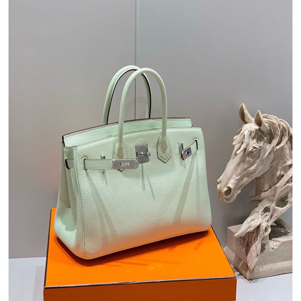 HERM Birkin 30cm Bag In Vert Fizz Clemence Leather PHW