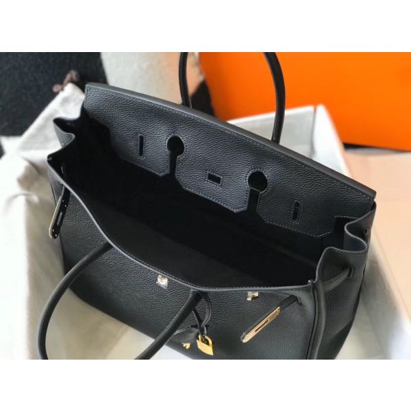 HERM Birkin 35cm Bag In Black Clemence Leather GHW