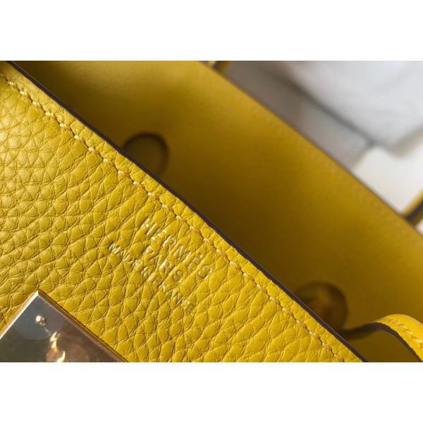 HERM Birkin 35cm Bag In Yellow Clemence Leather GHW