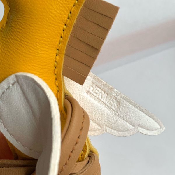 HERM Rodeo Pegase PM Bag Charm in Yellow/Biscuit/Craie Lambskin