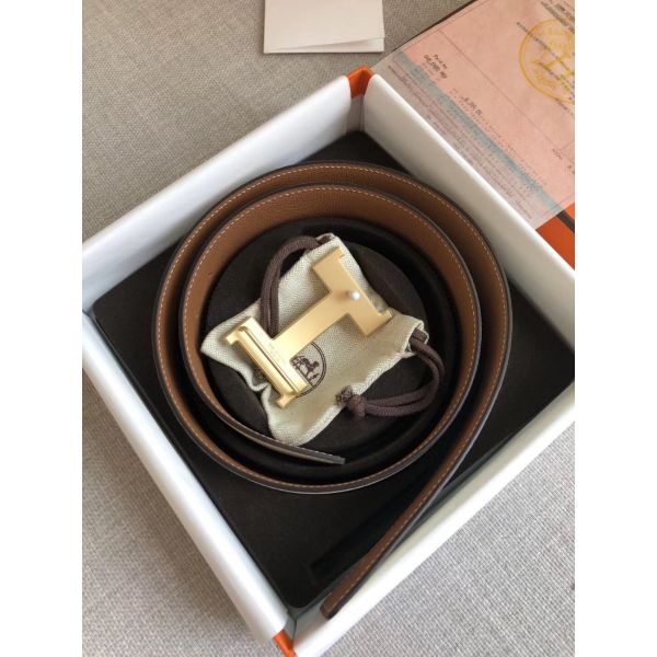 HERM Constance 2 Belt Buckle & Brown/White Epsom 42MM Strap