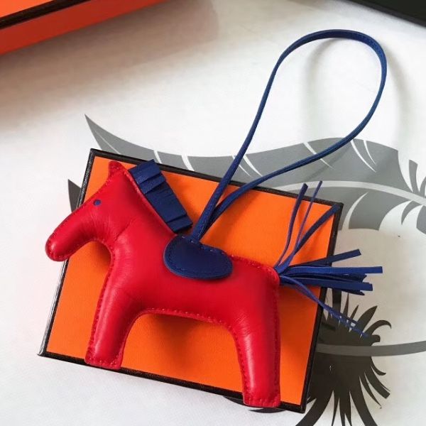 HERM Rodeo Horse Bag Charm In Red/Blue Leather