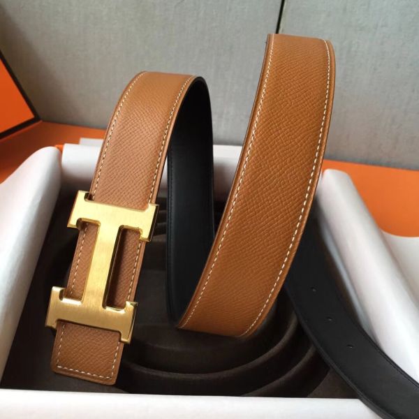 HERM H Belt Buckle & Brown Epsom 32 MM Strap